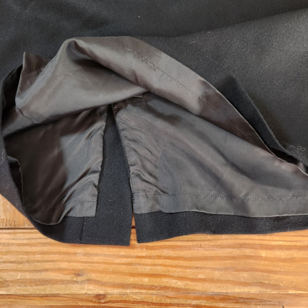 Vintage Women's Black‎ Sz 8 Sm Wool Pencil Skirt Pleated Knee Length Lined Slit - Picture 7 of 9